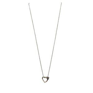 Sterling Silver Heart Pendant Necklace With Clear CZ Gemstones Vintage